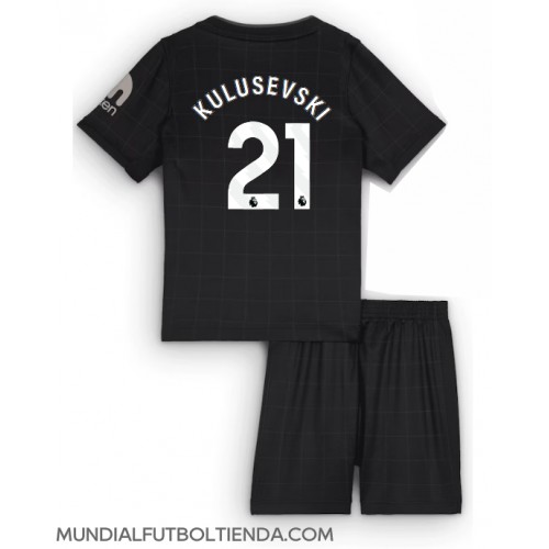 Camiseta Tottenham Hotspur Dejan Kulusevski #21 Segunda Equipación Replica 2025-26 para niños mangas cortas (+ Pantalones cortos)